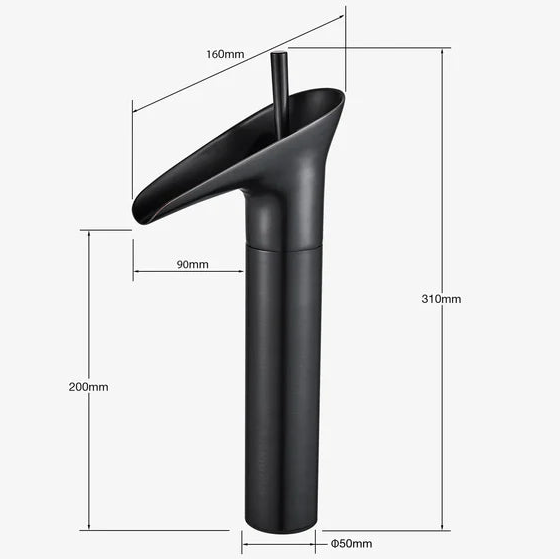 Robinet mitigeur salle de bain lavabo bambou cascade - Noir - Laiton