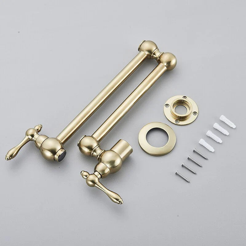 Robinet mitigeur cuisine évier rabattable rétro mural encastrable - Doré - Laiton