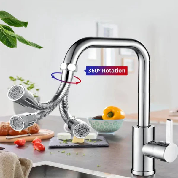 Rallonge de robinet rotatif flexible aérateur d'eau - Argenté