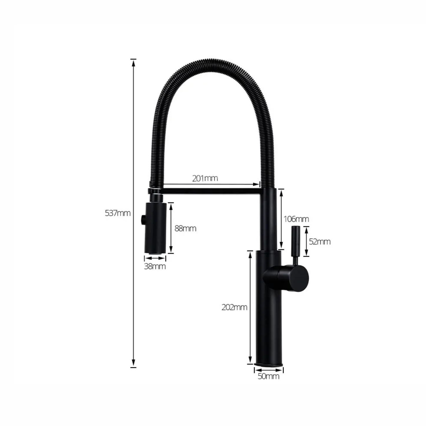 Robinet mitigeur évier cuisine flexible douchette design - Noir - Laiton