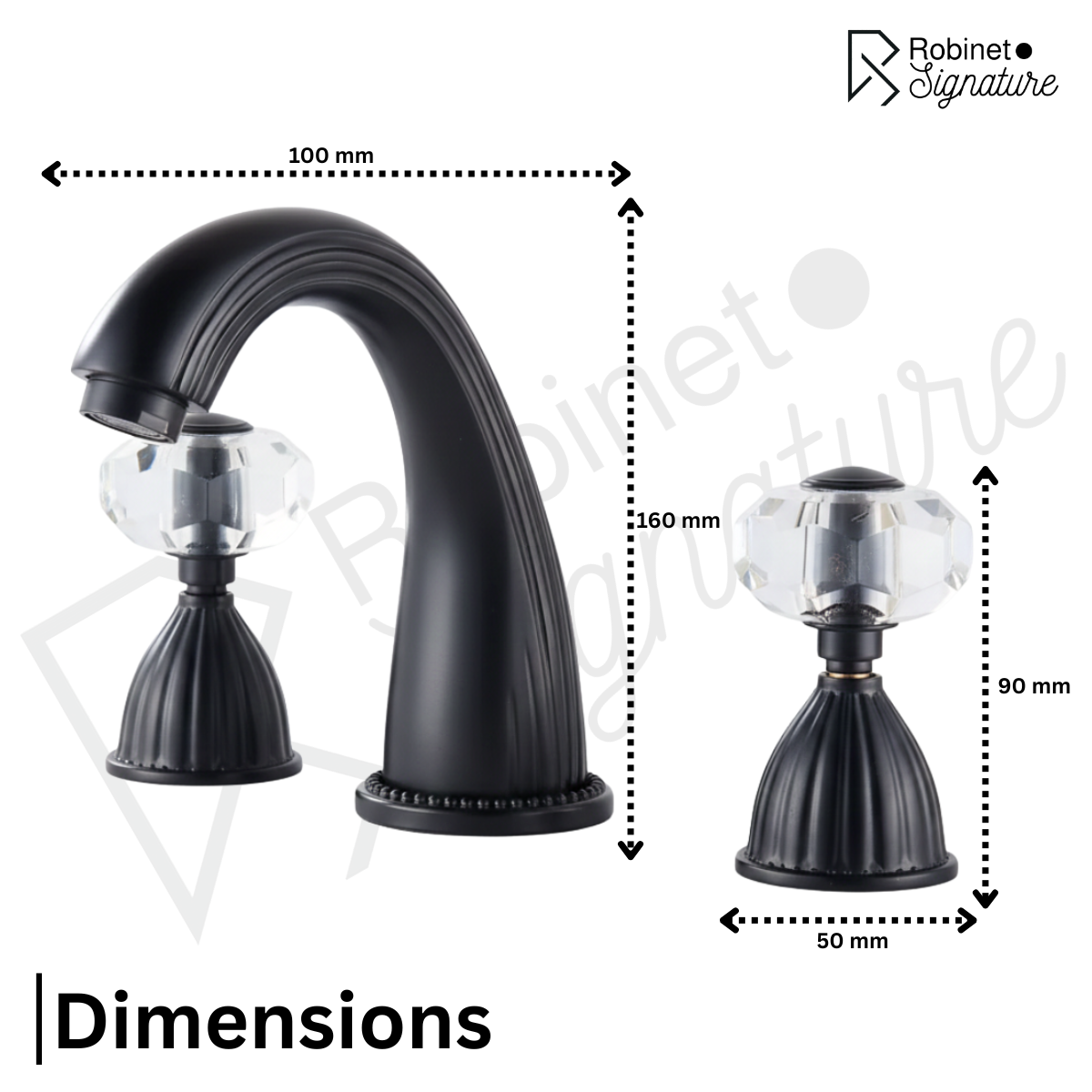 Robinet salle de bain rétro classique double poignées strass - Doré - Laiton