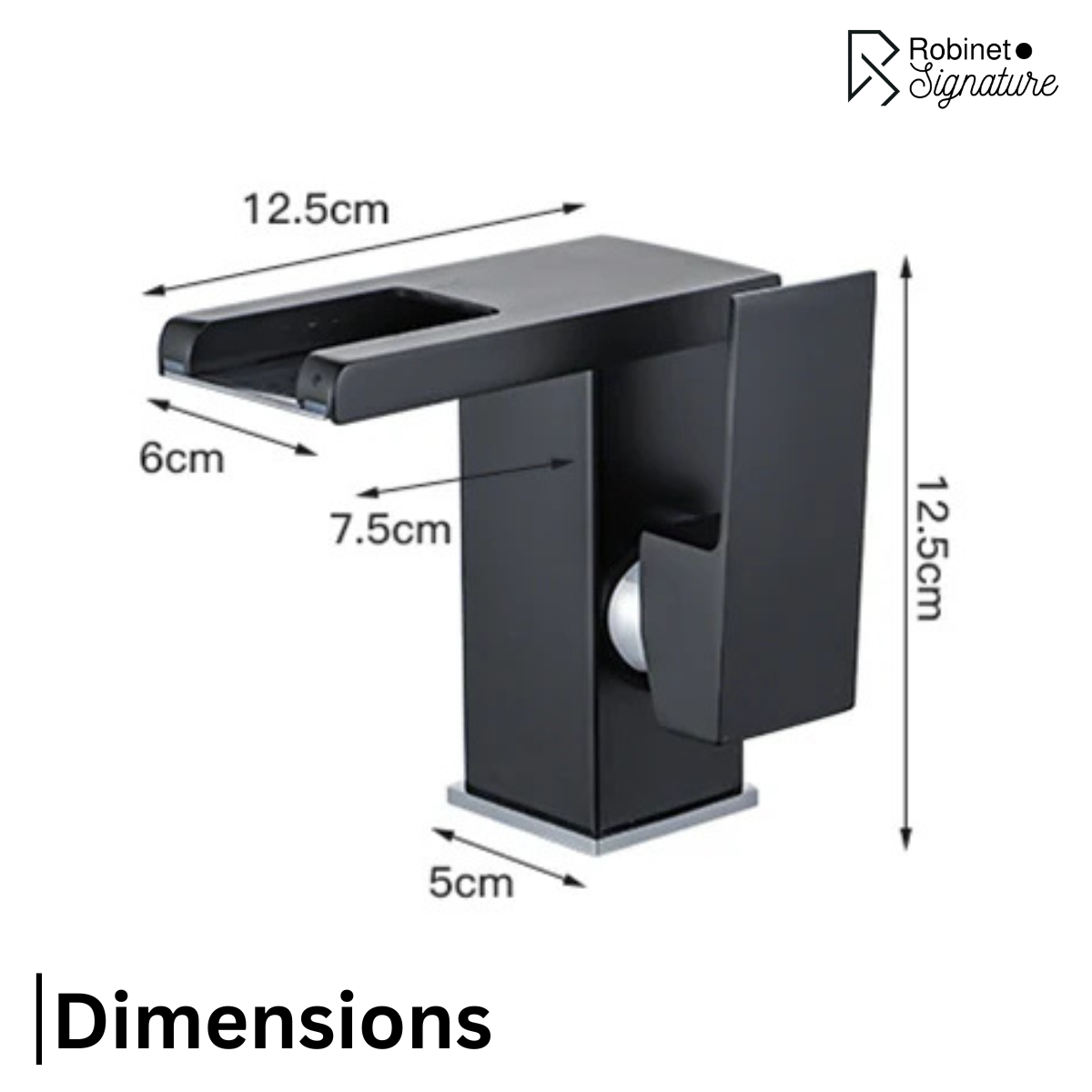 Robinet mitigeur lavabo salle de bain design cascade led température - Noir