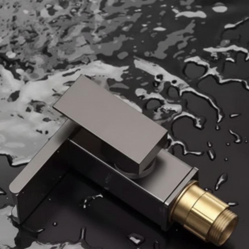 Robinet mitigeur lavabo salle de bain design cascade led température - Noir