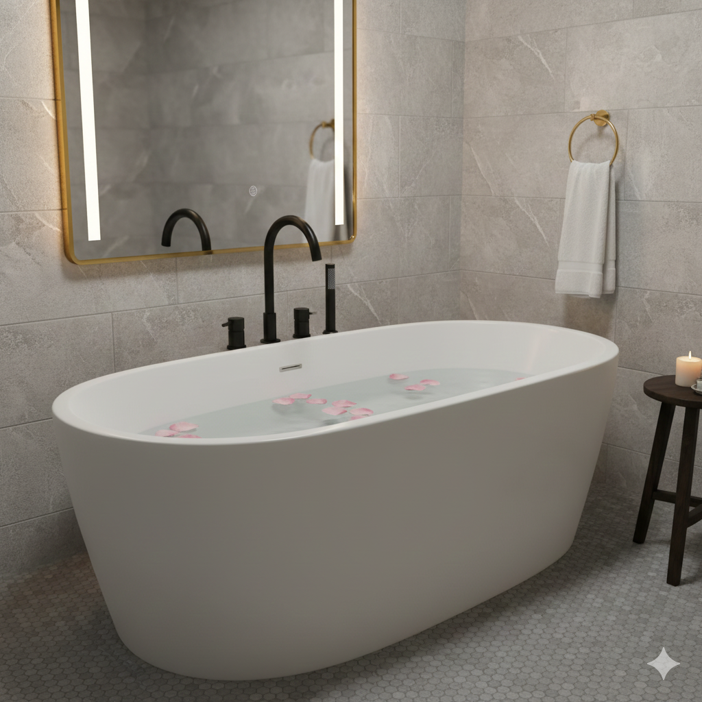 Robinet baignoire encastrable douchette - Noir - Laiton