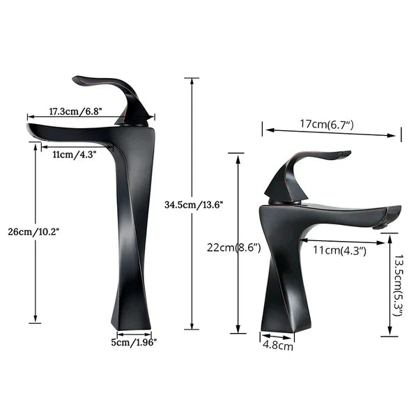 Robinet mitigeur torsade salle de bain lavabo - Noir - Laiton