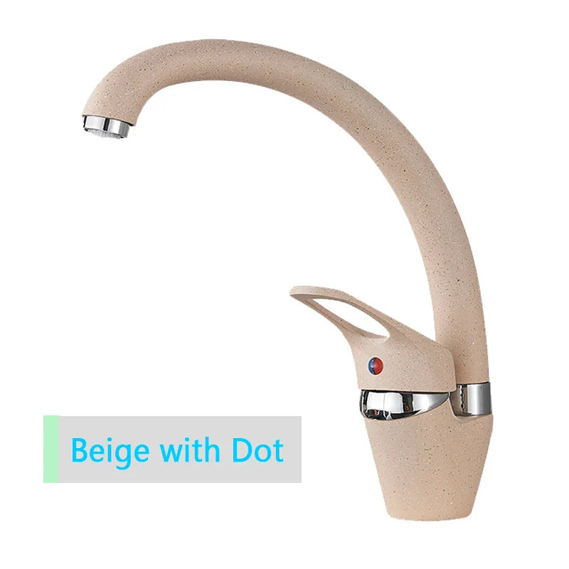 Robinet mitigeur évier de cuisine arrondi tacheté - Blanc - Laiton