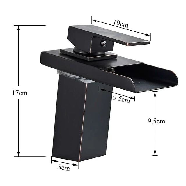 Robinet mitigeur salle de bain lavabo cascade lumineuse - Doré - Laiton