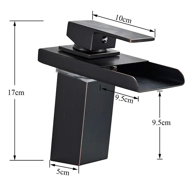 Robinet mitigeur salle de bain lavabo cascade lumineuse - Noir - Laiton