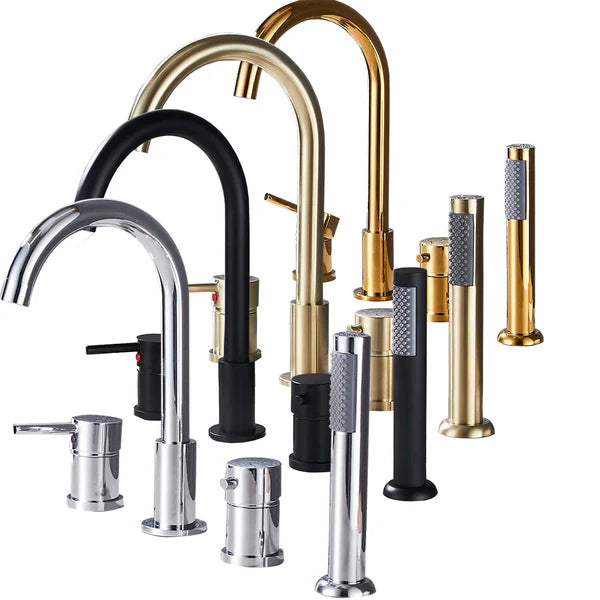 Robinet baignoire encastrable douchette - Noir - Laiton