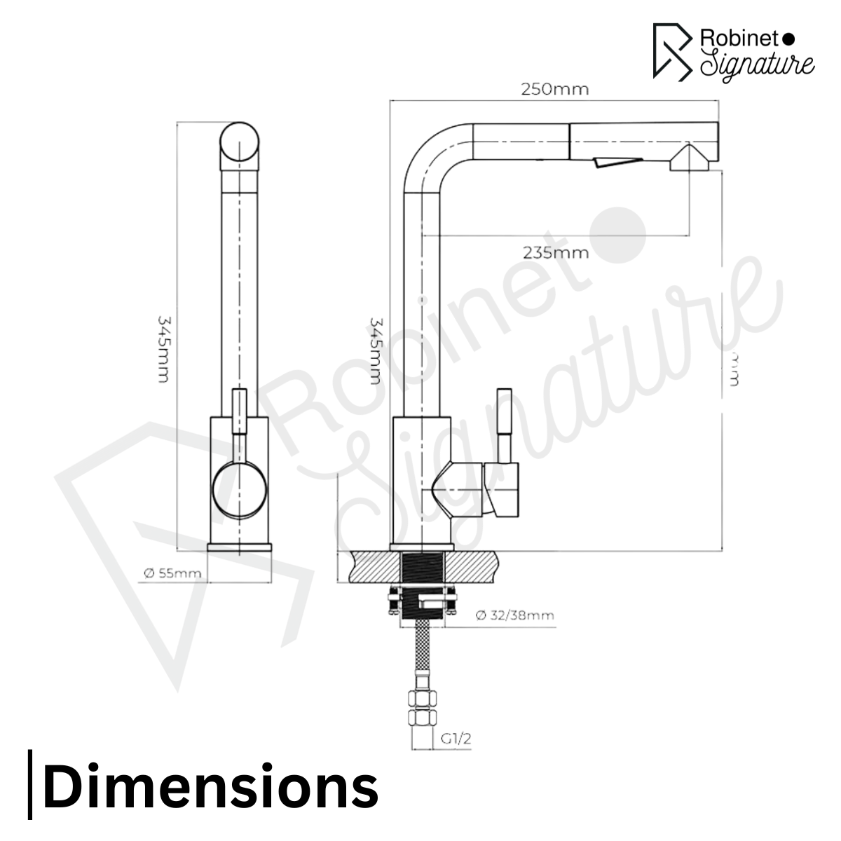 Mitigeur Robinet cuisine acier avec douchette extractible