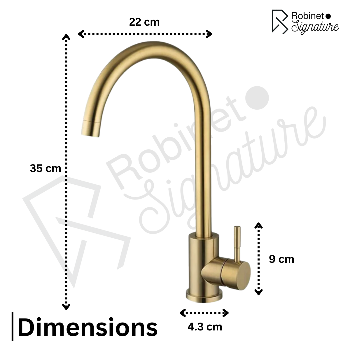 Mitigeur Robinet cuisine doré col de cygne