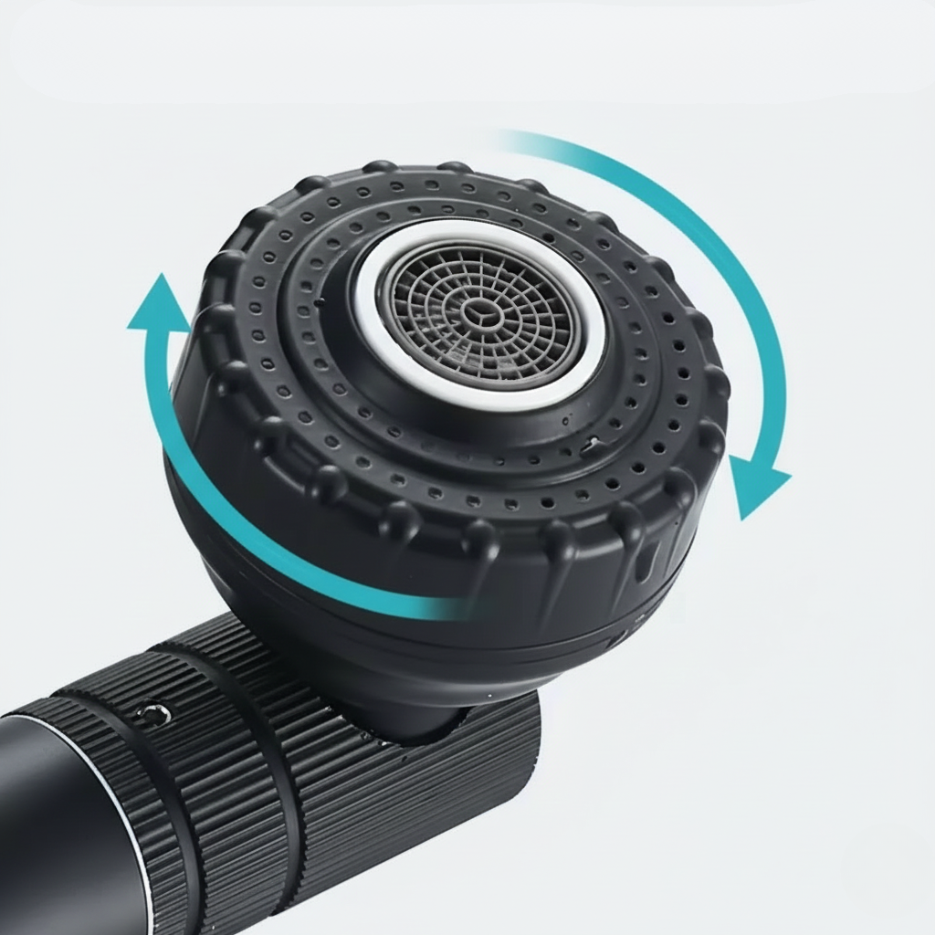 Robinet mitigeur lavabo salle de bain pivotant rotatif multijet - Noir - Laiton