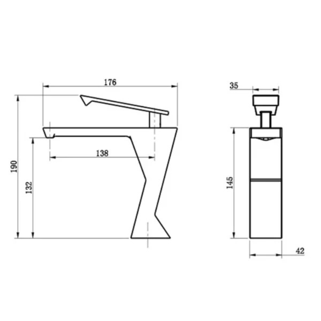 Robinet mitigeur lavabo salle de bain design géométrique - Noir - Laiton