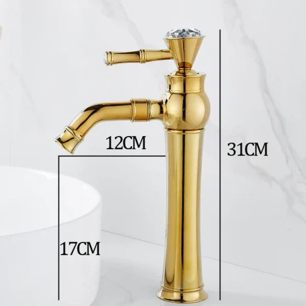 Robinet mitigeur lavabo salle de bain diamant - Doré - Laiton