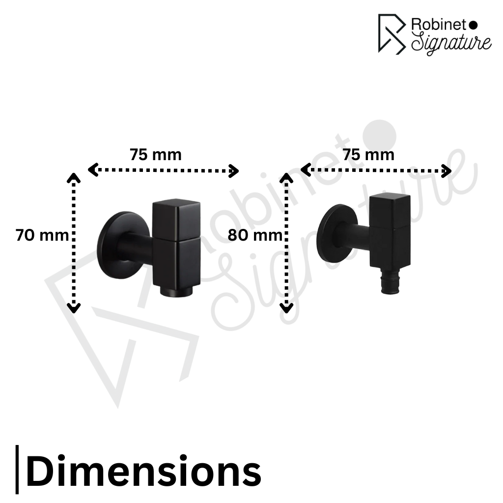 Robinet extérieur de jardin moderne cubique mural - Noir - Laiton