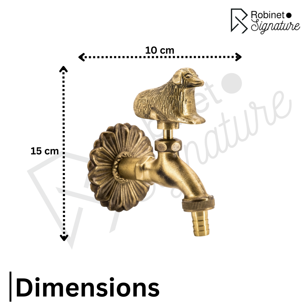 Robinet extérieur de jardin rétro fleur animaux - Doré