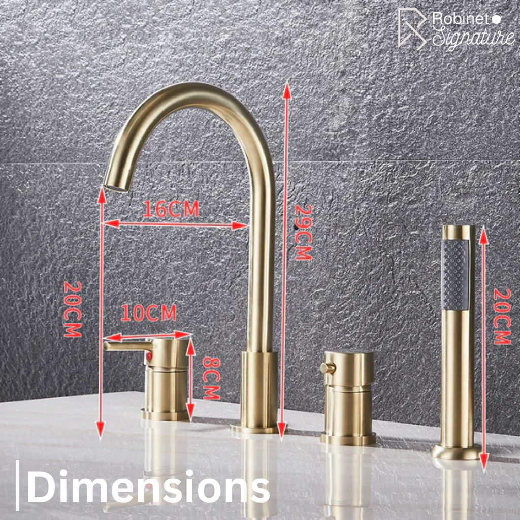 Robinet baignoire encastrable douchette - Noir - Laiton