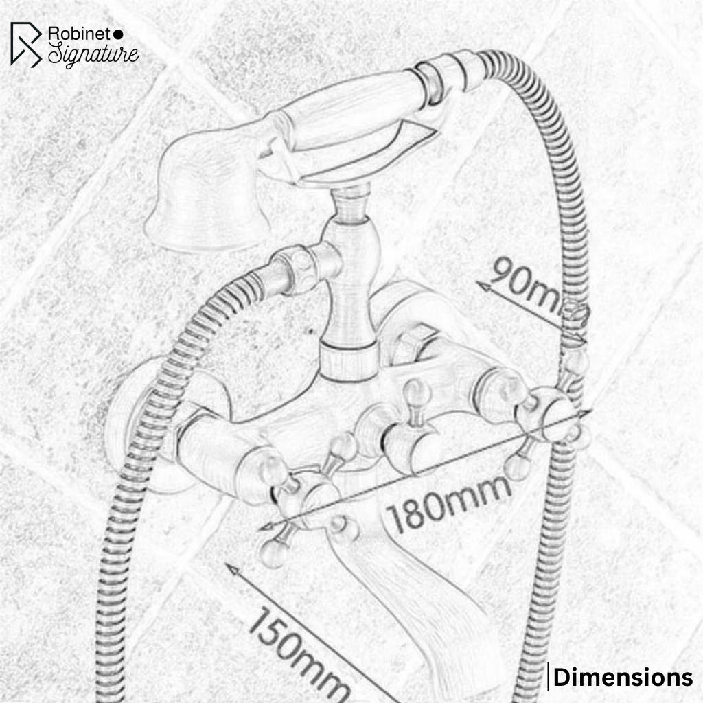 Robinet baignoire salle de bain rétro douchette - Doré - Laiton