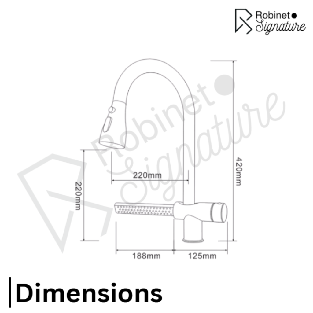 Robinet mitigeur évier cuisine cascade flexible douchette - Argenté - Laiton