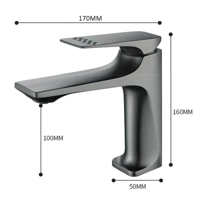 Robinet mitigeur lavabo salle de bain design épuré - Argenté - Laiton