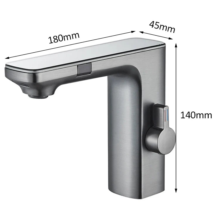 Robinet mitigeur lavabo tactile affichage thermostatique numérique - Blanc - Laiton