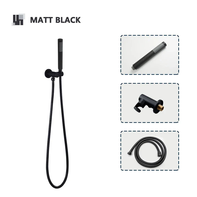 Robinet mitigeur douche salle de bain douchette rond - Noir - Laiton