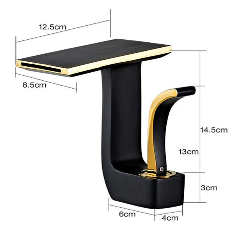 Robinet mitigeur lavabo salle de bain plat géométrique design - Blanc - Laiton