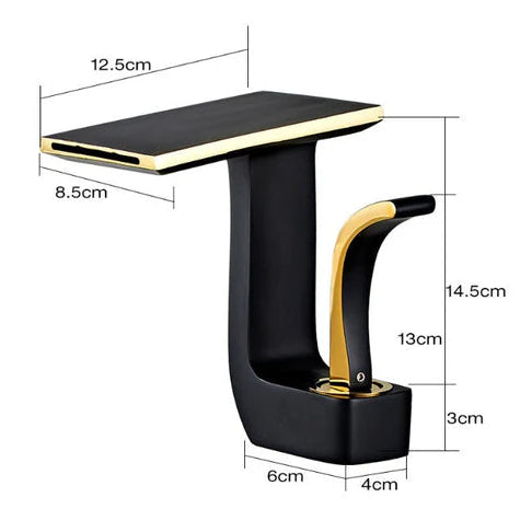 Robinet mitigeur lavabo salle de bain plat géométrique design - Noir - Laiton