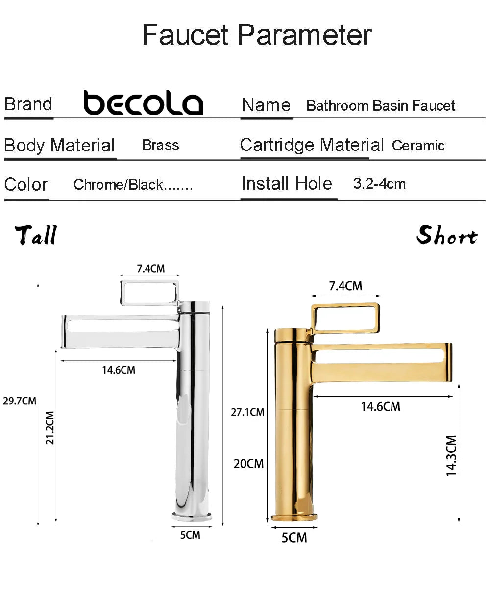 Robinet mitigeur salle de bain lavabo géométrique - Noir - Laiton