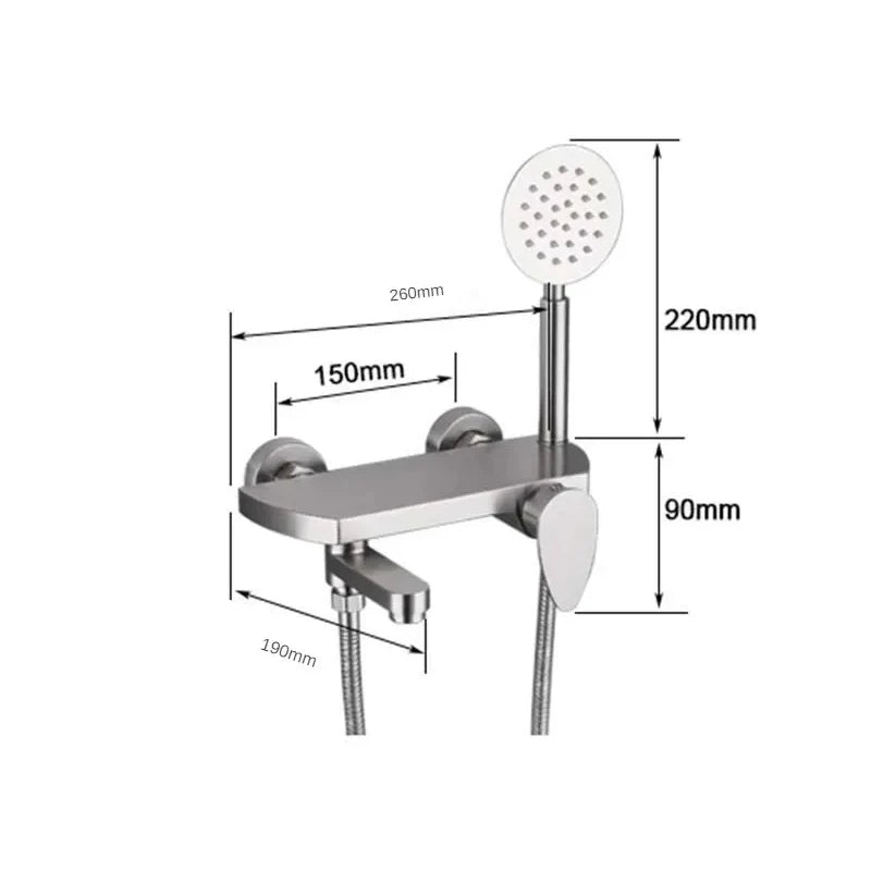 Robinet baignoire minimaliste douchette - Argenté - Laiton