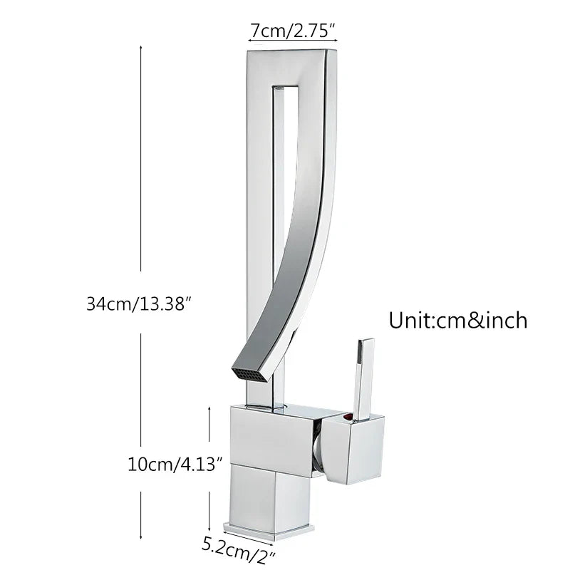 Robinet mitigeur lavabo salle de bain haut design - Doré - Laiton