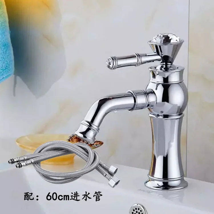 Robinet mitigeur lavabo salle de bain diamant - Doré - Laiton