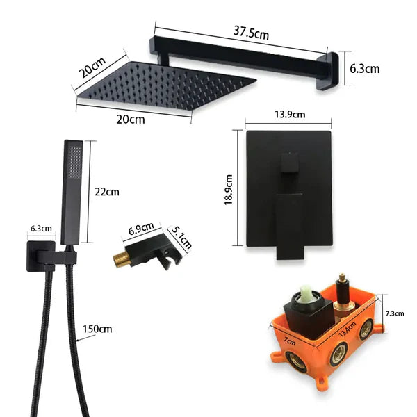 Robinet mitigeur salle de bain colonne de douche douchette - Noir - Laiton