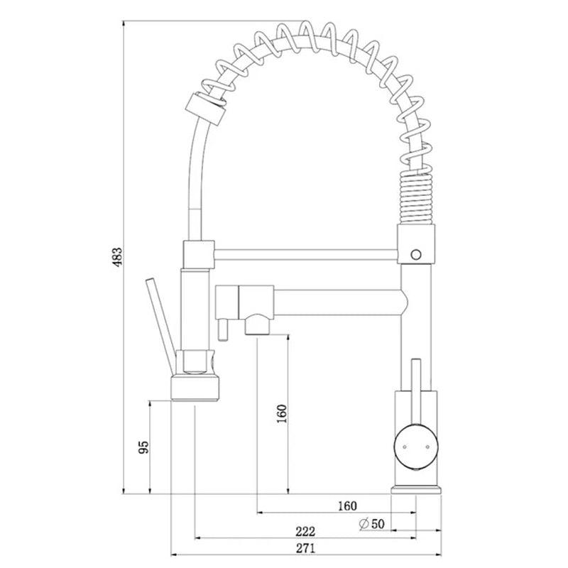 Mitigeur Robinet cuisine avec douchette flexible et bec acier