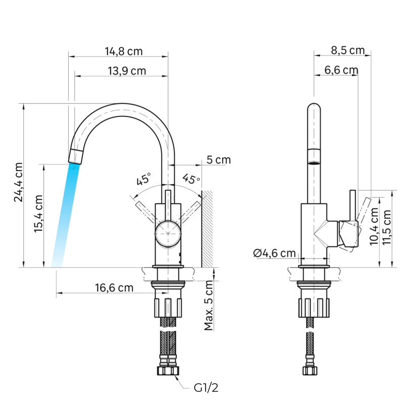 Mitigeur Robinet lavabo acier brossé CYGNE