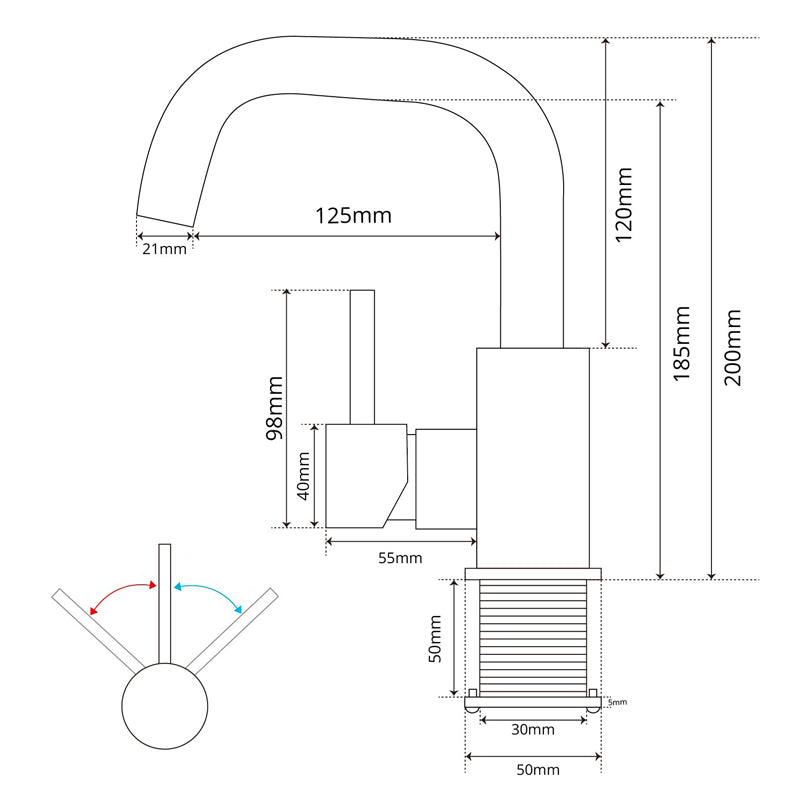 Mitigeur Robinet lavabo acier brossé CYGNE rectangulaire