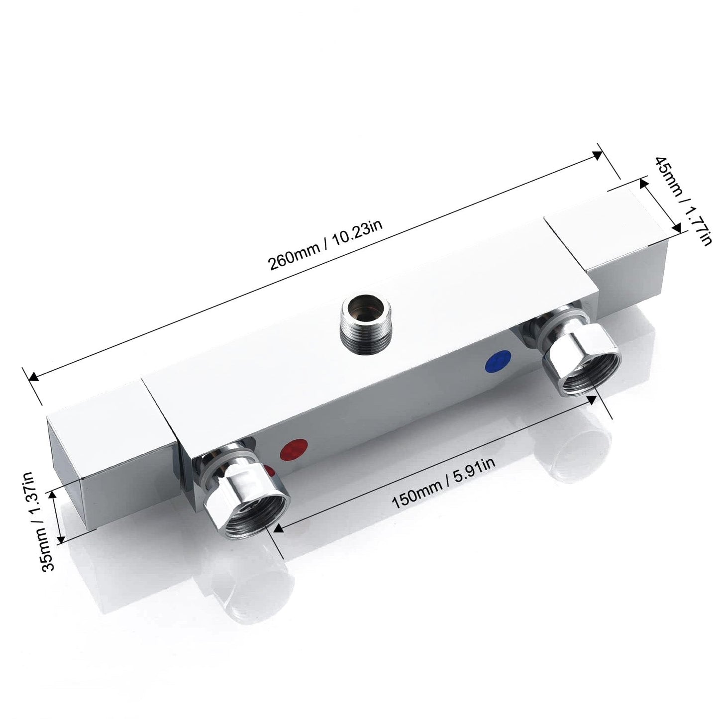 Mitigeur Robinet thermostatique douche chromé 2 sorties EVO carré