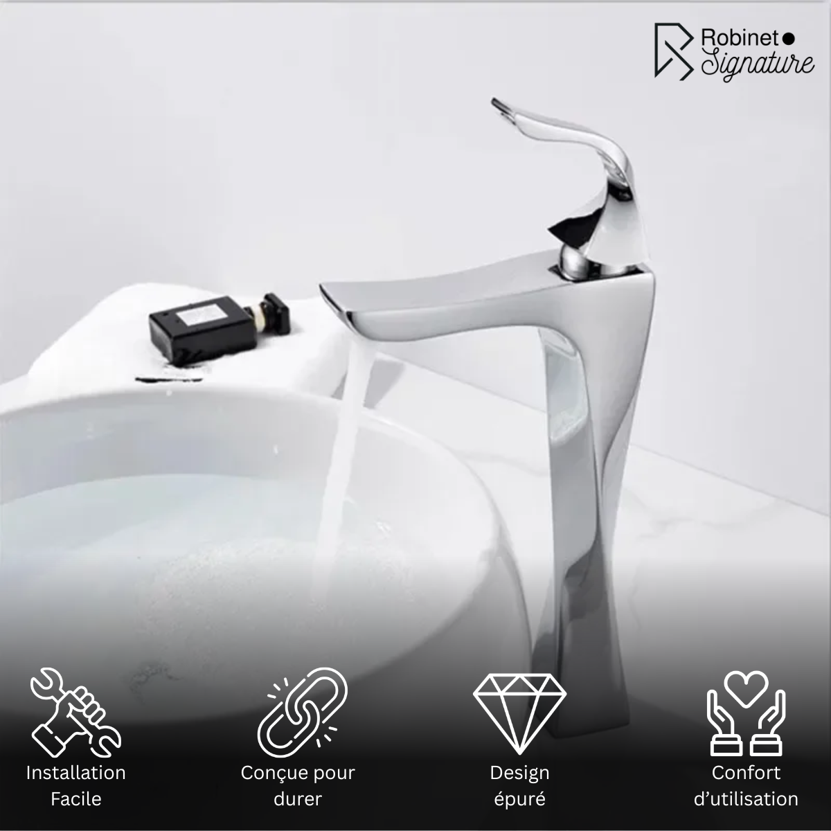 Robinet mitigeur torsade salle de bain lavabo - Argenté - Laiton