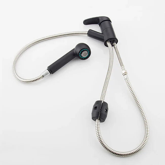 Robinet mitigeur cuisine évier flexible multijet - Noir mat - Laiton