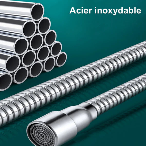 Rallonge de robinet rotatif flexible aérateur d'eau - Argenté