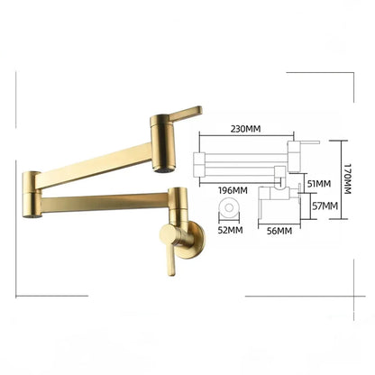 Robinet mitigeur évier cuisine eau froide rabattable mural encastrable - Doré - Laiton