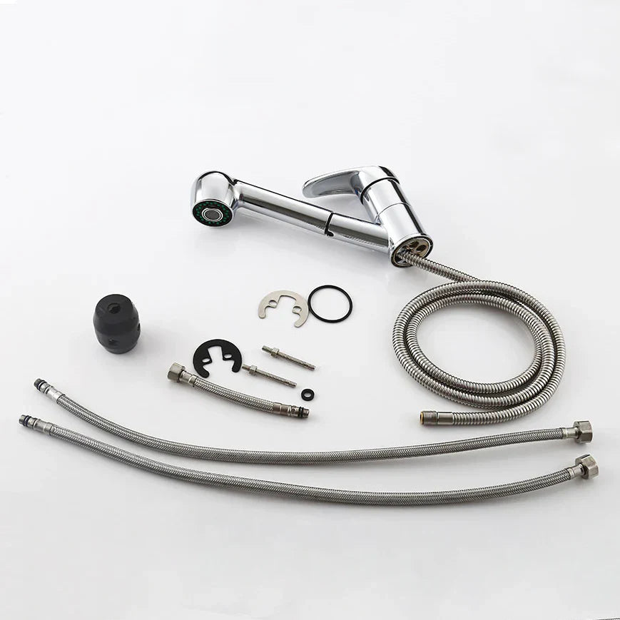 Robinet mitigeur cuisine évier flexible multijet - Argenté - Laiton