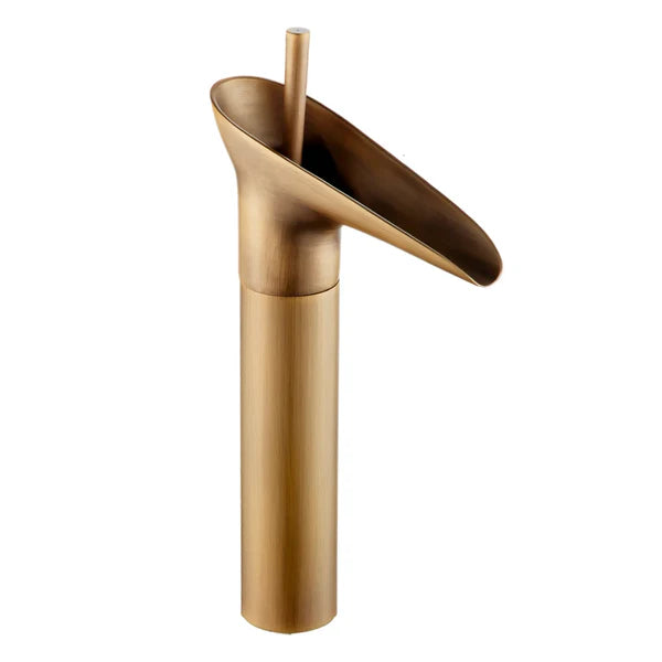 Robinet mitigeur salle de bain lavabo bambou cascade - Doré - Laiton