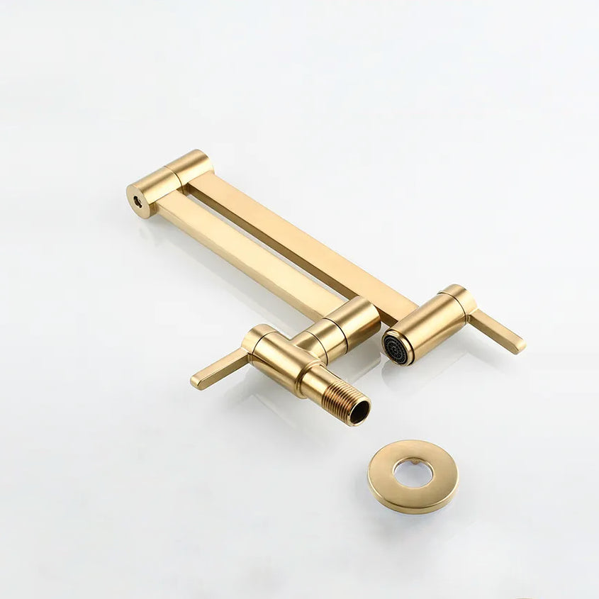 Robinet mitigeur évier cuisine eau froide rabattable mural encastrable - Doré - Laiton