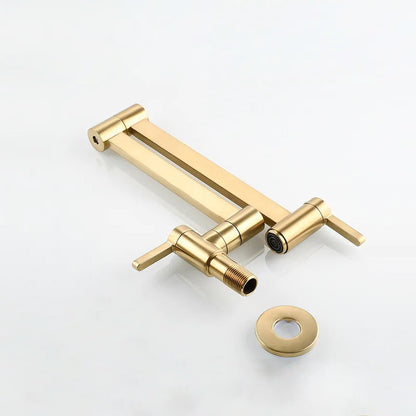 Robinet mitigeur évier cuisine eau froide rabattable mural encastrable - Doré - Laiton