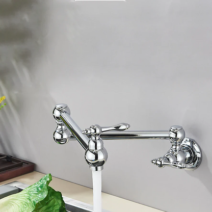 Robinet mitigeur cuisine évier rabattable rétro mural encastrable - Argenté - Laiton (à revoir- img fond gris Argenté Chromé)+img lifestyle