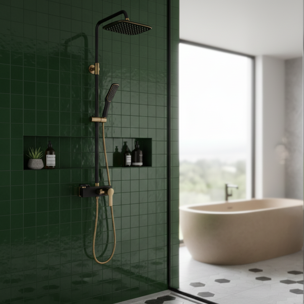 Robinet mitigeur salle de bain baignoire douche - Noir Doré