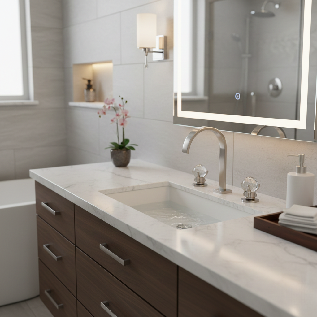 Robinet salle de bain lavabo poignées déportées chics - Argenté - Laiton