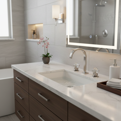 Robinet salle de bain lavabo poignées déportées chics - Argenté - Laiton