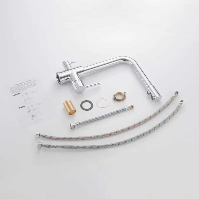 Robinet mitigeur cuisine évier purificateur d’eau 3 voies - Argenté - Laiton